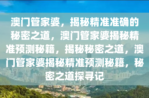 澳门最精准龙门客栈管家婆,澳门最精准龙门客栈管家婆，探索成功的秘诀